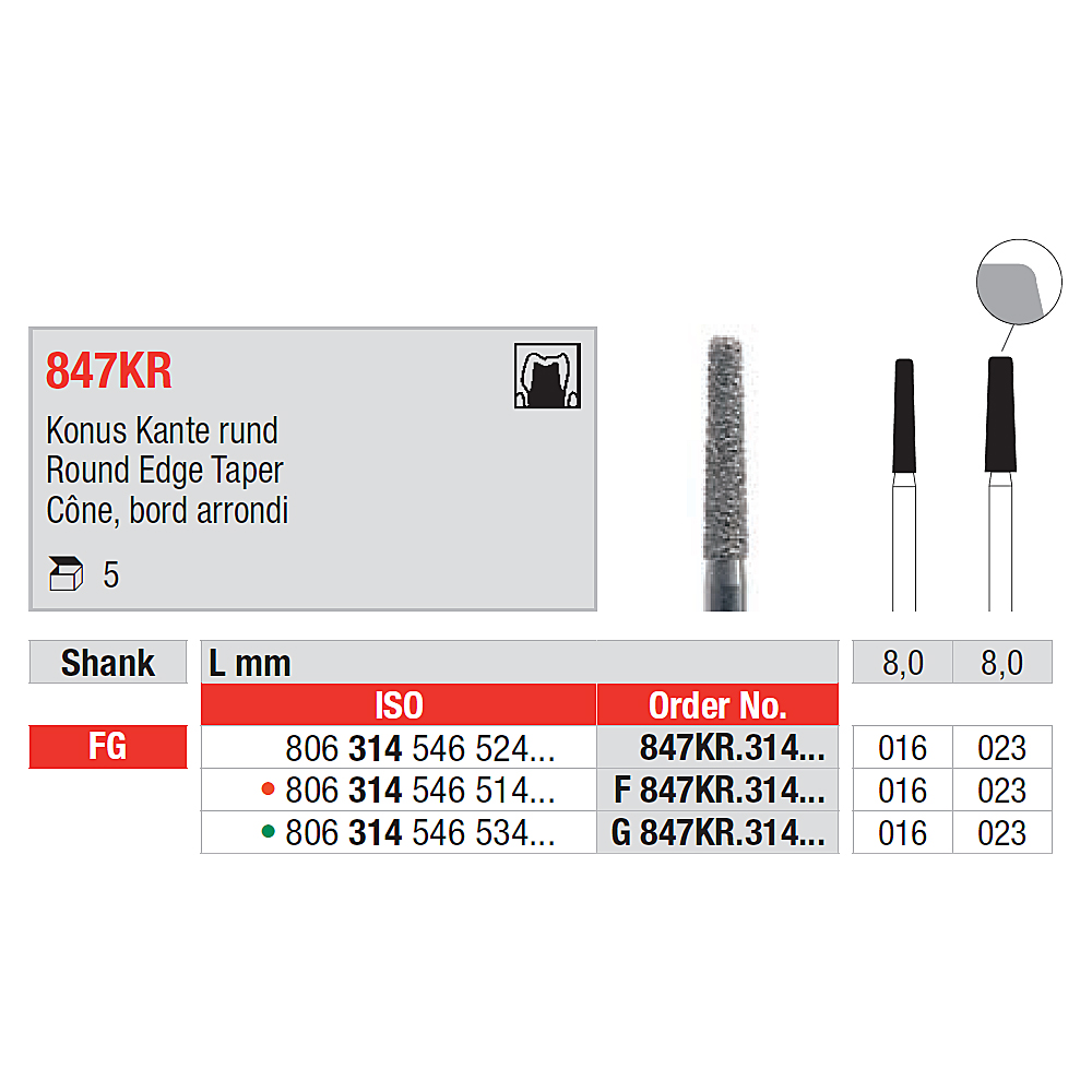 Diamant Edenta 847KR/016* FG, 5 st
