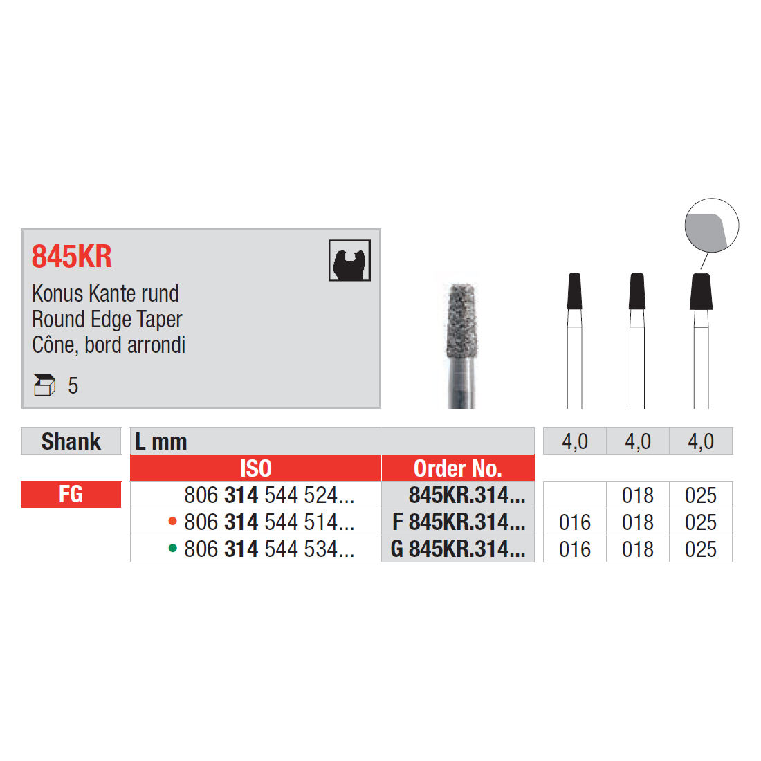 845KR, 025G Grov, FG