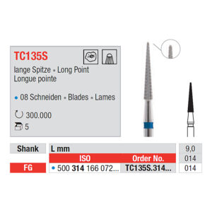 Hårdmetallborr Edenta TC135S 014 FG, 5 st