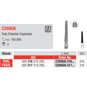 Hårdmetallborr Edenta EndC269GK 016 FG XL 3 st