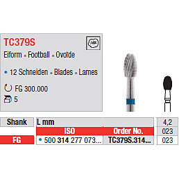 Hårdmetallborr Edenta TC379S FG, 5 st
