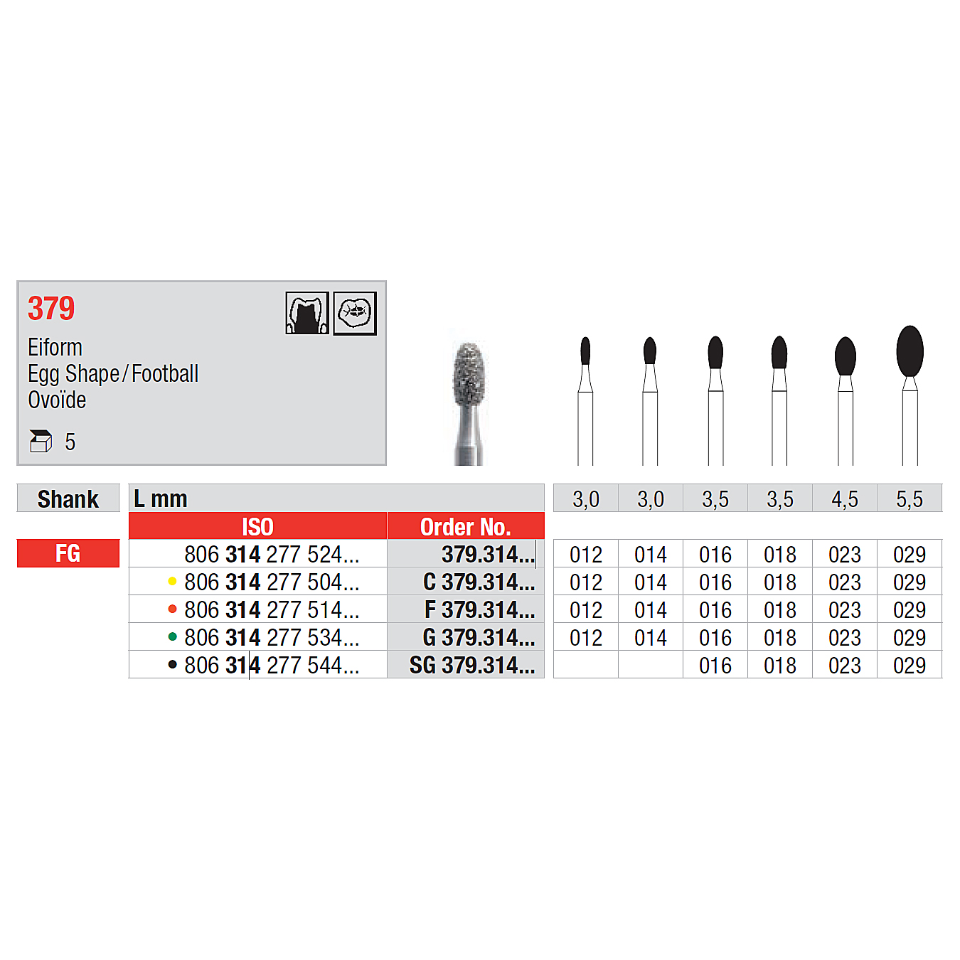 Diamant Edenta 379/029 FG, 5 st