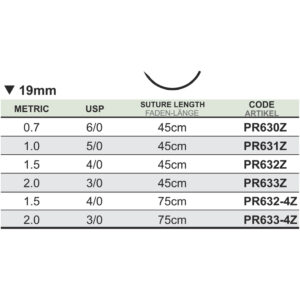 Medipac Sutur, Profimed, 4-0, 1.5, 19 mm, 45 cm, PR632Z