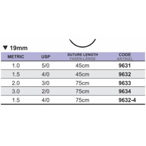 Medipac Sutur, PGA, 3-0, 2.0, 19 mm, 75 cm, 9633