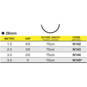 Medipac Sutur, Neosorb, 3-0, 2.0, 26 mm, 75 cm, N143