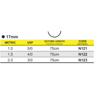 Medipac Sutur, Neosorb, 4-0, 1.5, 17 mm, 75 cm, N122