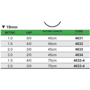 Medipac Sutur, Polyamid, 5-0, 1.0, 19 mm, 45 cm, 4631