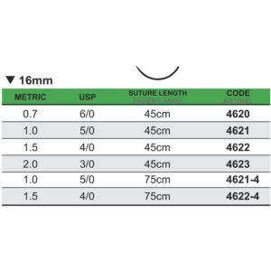 Medipac Sutur, Polyamid, 5-0, 1.5, 16 mm, 45 cm, 4621