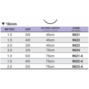 Medipac Sutur, PGA, 4-0, 1.5, 16 mm, 45 cm, 9622