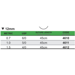 Medipac Sutur, Polyamid, 5-0, 0.7, 12 mm, 45 cm, 4611