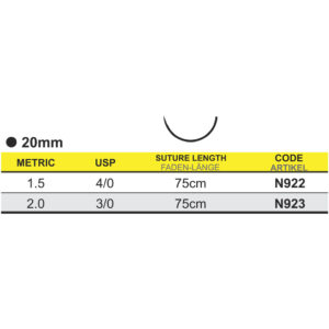Medipac Sutur, Neosorb, 4-0, 1.5, 20 mm, 75 cm, N922
