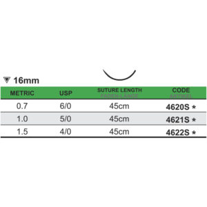 Medipac Sutur, Polyamid, 6-0, 0.7, 16 mm, 45 cm, 4620S