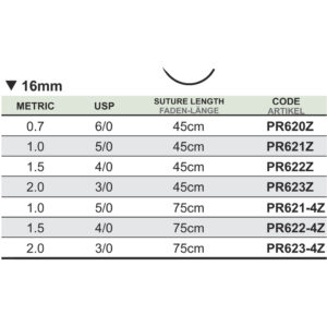 Medipac Sutur, Profimed, 5-0, 1.0, 16 mm, 45 cm, PR621