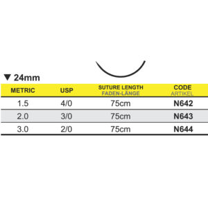 Medipac Sutur, Neosorb, 4-0, 1.5, 26 mm, 75 cm, N642 24DS