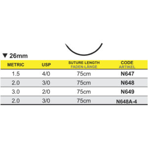 Medipac Sutur, Neosorb, 3-0, 2.0, 26 mm, 75 cm, N648