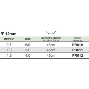 Medipac Sutur, Profimed, 5-0, 1.0, 12 mm, 45 cm, PR611