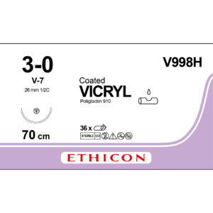 Ethicon Sutur, Vicryl, 3-0, V-7, 70 cm, V998H