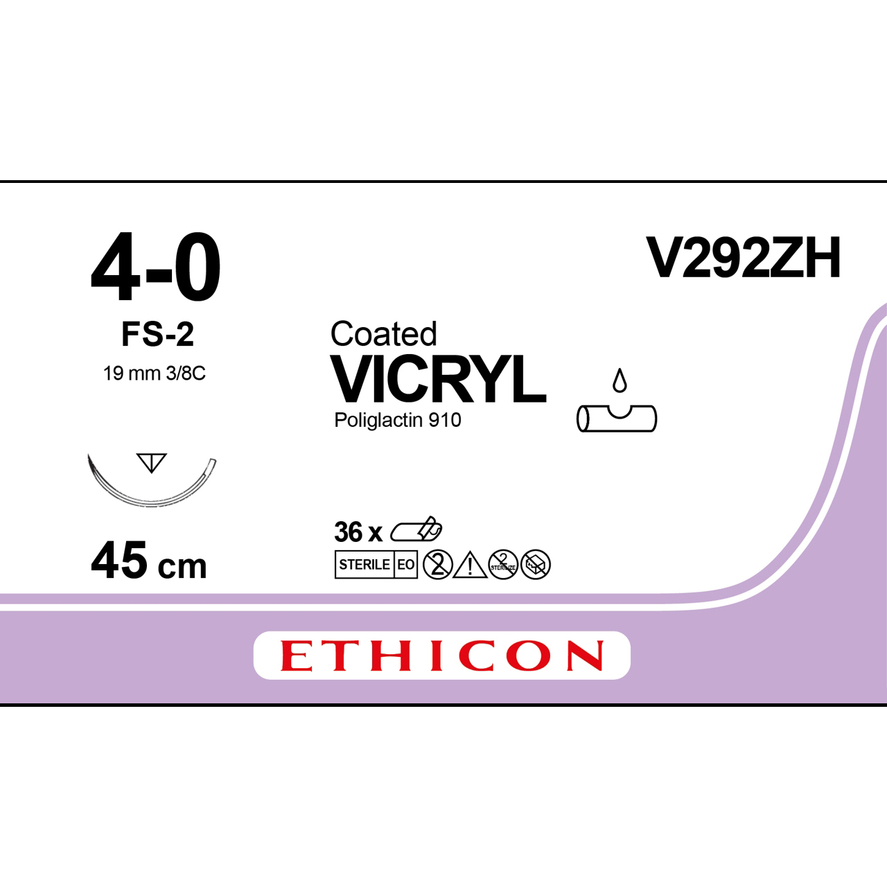 Ethicon Sutur, Vicryl, 4-0, FS-4, 45 cm, V292ZH