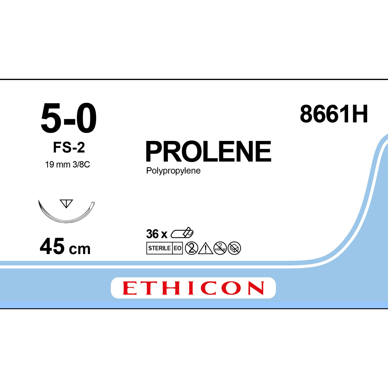 Ethicon Sutur, Prolene, 5-0, 5S-2, 45 cm, 8661H