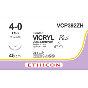 Ethicon Sutur, Vicryl Plus, 4-0, FS-2, 45 cm, VCP392ZH