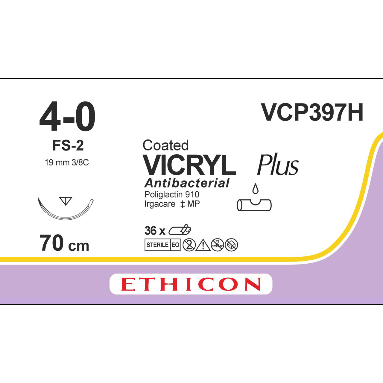 Ethicon Sutur, Vicryl Plus, 4-0, FS-2, 70 cm, VCP397H