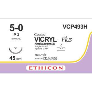 Ethicon Sutur, Vicryl Plus, 5-0, P-3, 45 cm, VCP493H