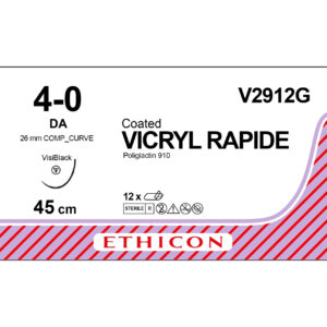 Ethicon Sutur, Vicryl Rapide, Visiblack, 4-0, DA, 45 cm, V2912G