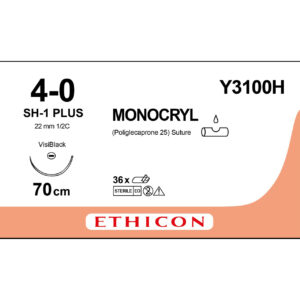 Ethicon Sutur, Monocryl, 4-0, SH-1, 70 cm, Y3100H