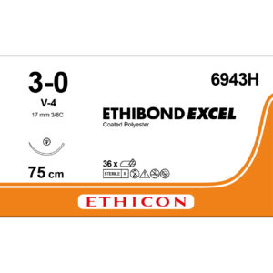 Ethicon Sutur, Ethibond Excel, 3-0, V-4, 75 cm, 6943H