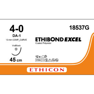 Ethicon Sutur, Ethibond Excel, Visiblack, 4-0, DA-1, 45 cm, 18537G