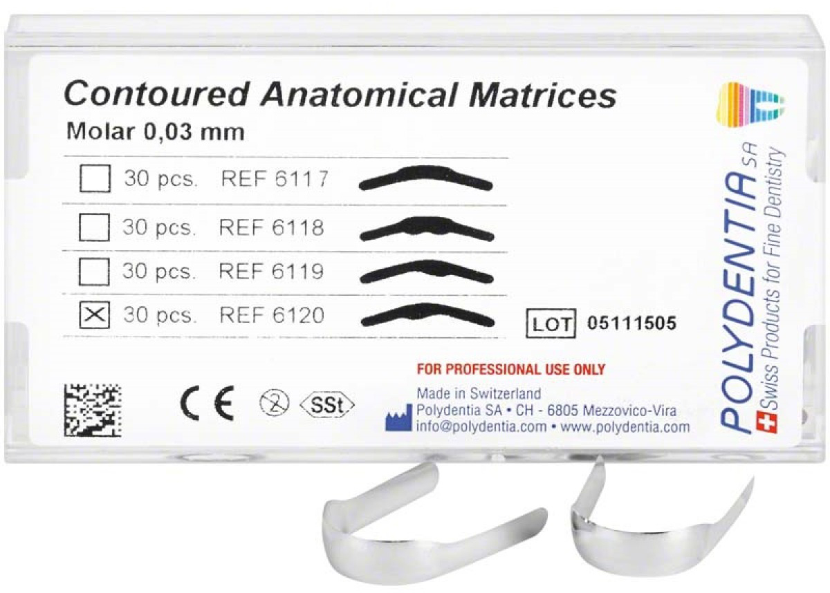 Matrisband anatomiska molar enkel vä, 30 st/fp