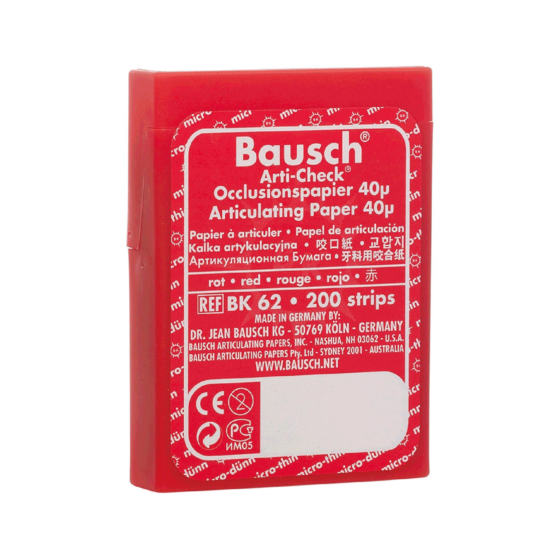 Bausch BK-62, röd, rak 40 my, färdigklippta