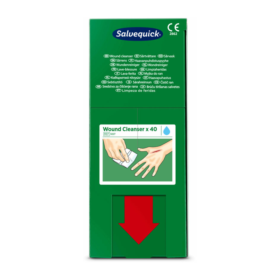 Förstahjälpen-tavla Savett sårtvätt