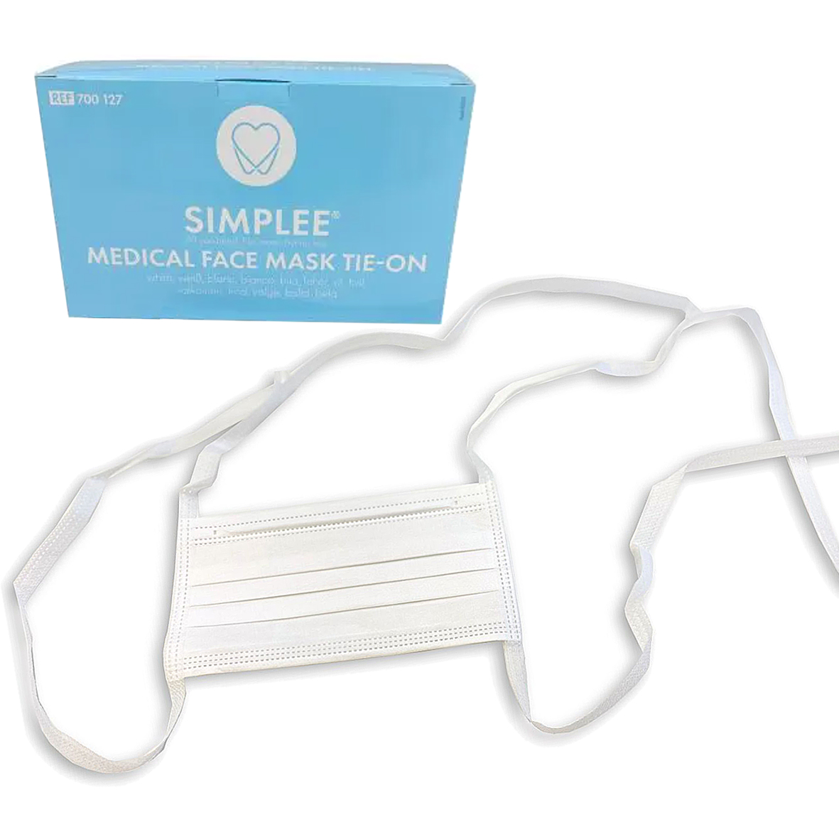 Simplee+ Munskydd IIR 3 ply Tie White 50 st