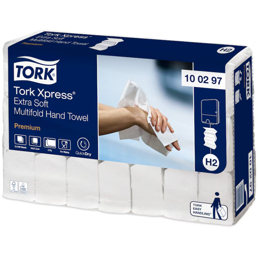 Tork pappershandduk Tork premium extra soft H2 vit