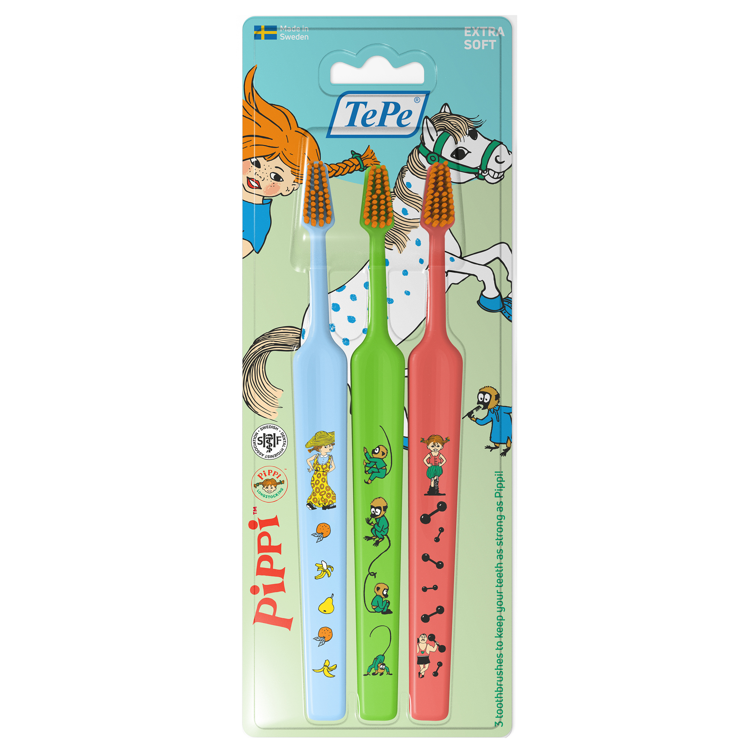 TePe Kids Pippi Extra soft Tandborste 3 pack