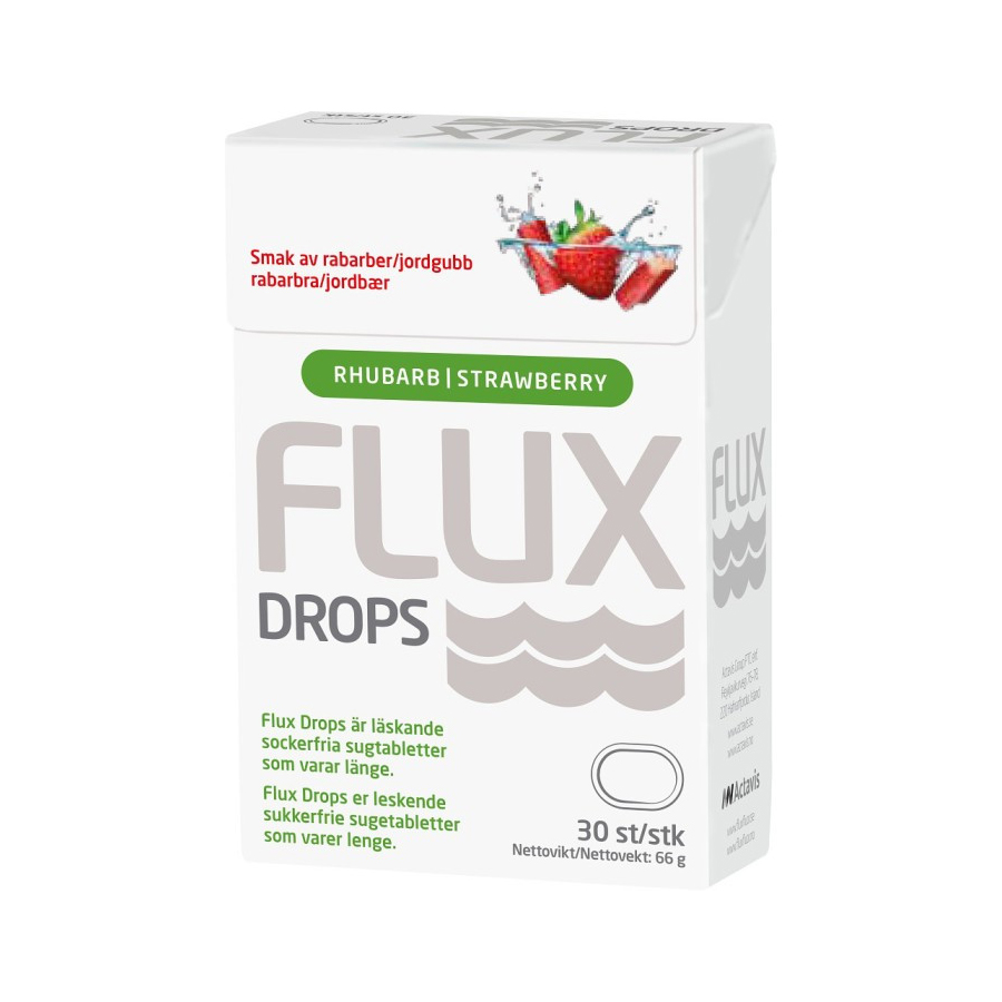 Flux dry mouth Drops rabarber jordgubb