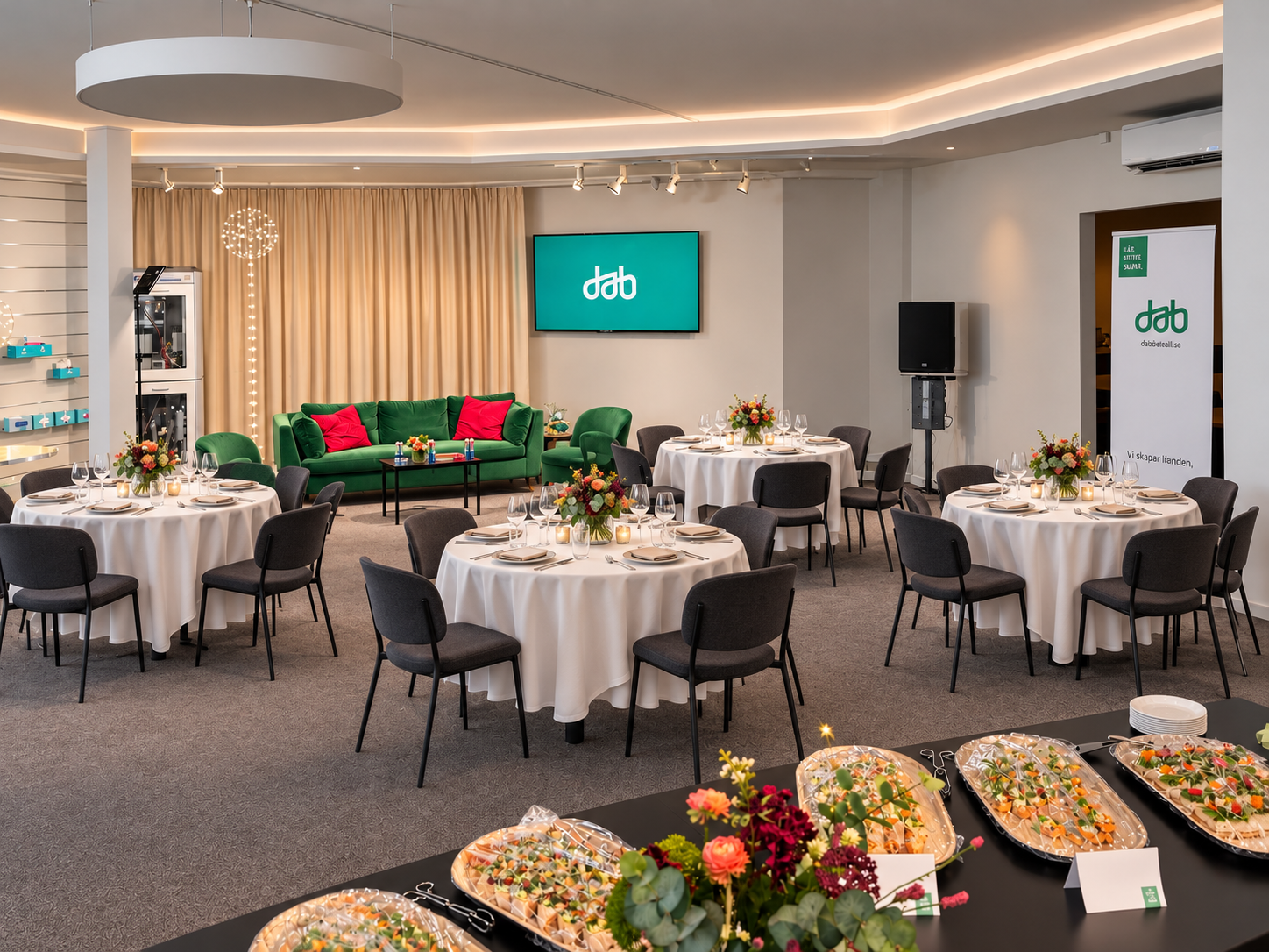 Exempel på dukning och möblering i DAB Showroom